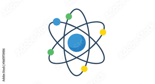 Stylized atomic structure depicting electrons orbiting a nucleus, highlighting core scientific principles for educational materials