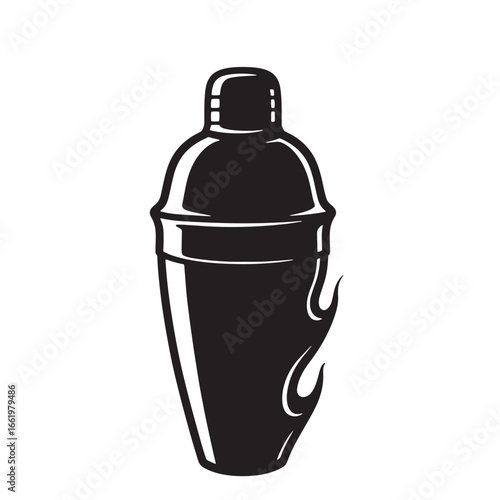 Black and white vintage cocktail shaker illustration perfect for bar and drink designs