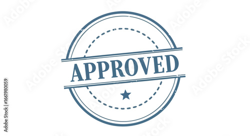 Conceptual seal design, signifying approval with vintage style stamp aesthetics, symbolizing endorsement and clearance using simplistic yet