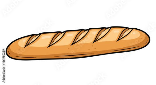 Crispy Delight: An Artistic Impression of a Golden Brown Baguette Freshly Baked and Ready to Enjoy Illustration