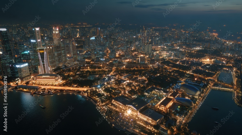 Fototapeta premium singapore cityscape night aerial view