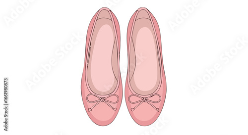 A charming illustration showcasing a pair of elegant pink ballet flats, capturing a sense of refined simplicity and feminine grace