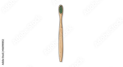 Sustainable dental care concept, wooden toothbrush on a white background showcasing eco-friendly hygiene practices and conscious living choices for
