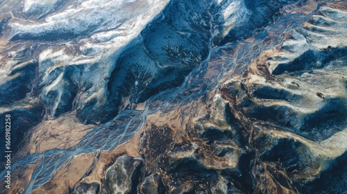 aerial view of river valley landscape