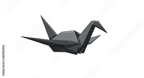 Geometric origami bird in 3d style on white background
