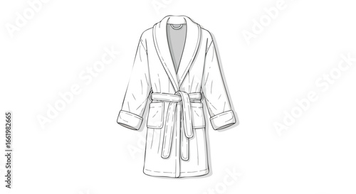 Elegant bathrobe sketch showcasing refined lines and subtle shading for a minimalist aesthetic illustration 151 characters