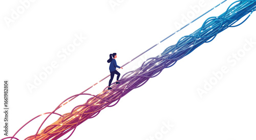 Climbing the tightrope of success: female business leader balances on twisted path