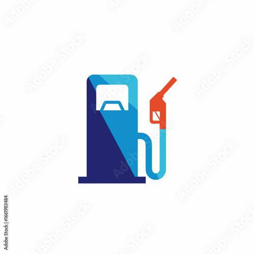 Illustration of a gas station pump with a nozzle and hose for fuel dispensing.