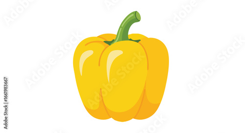 Vibrant Yellow Bell Pepper with Verdant Stem: A Culinary Delight Depicted in a Vector Illustration