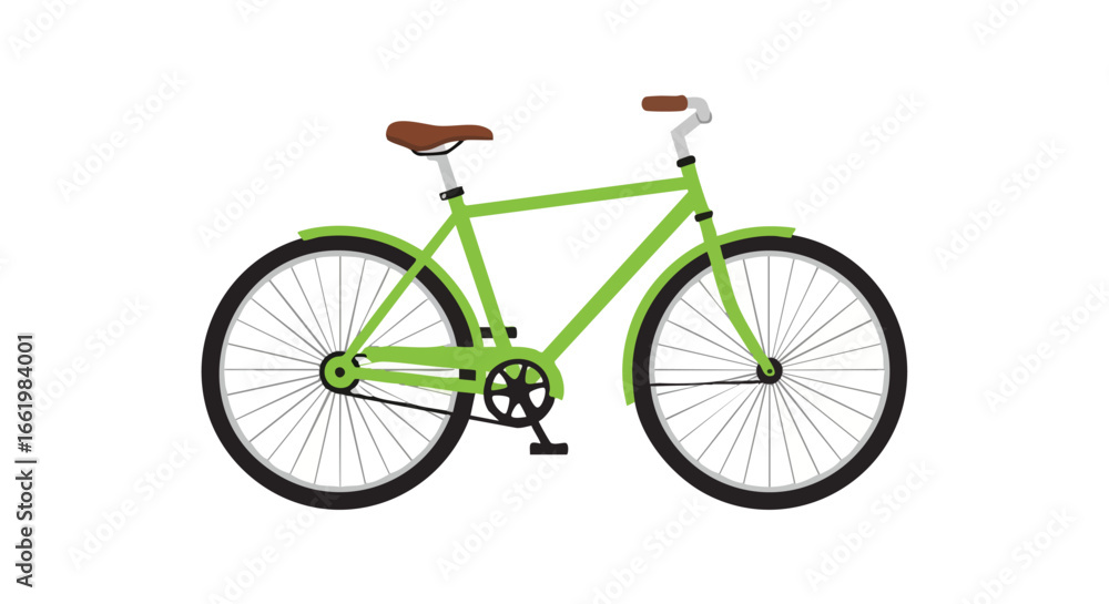 Fototapeta premium Illustration of a Green Bicycle Isolated on a White Background, Evoking Health, Sustainability, and Urban Lifestyle with Clean Lines and a Muted