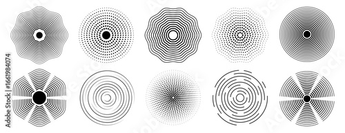 Set of shockwave, radar, dotted sound wave icon