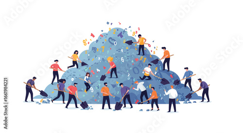 Teamwork in data analysis: diverse group collaborating to solve challenges