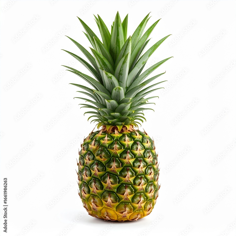 Fototapeta premium Fresh ripe pineapple on a white background.