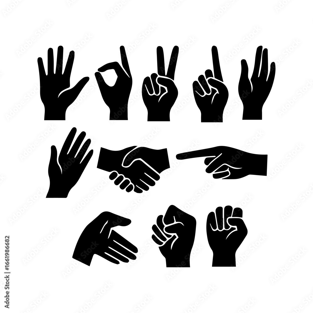 Obraz premium hands vector set