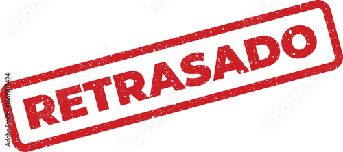 Grunge rectangular stamp design showing the Spanish word Retrasado meaning delayed or late