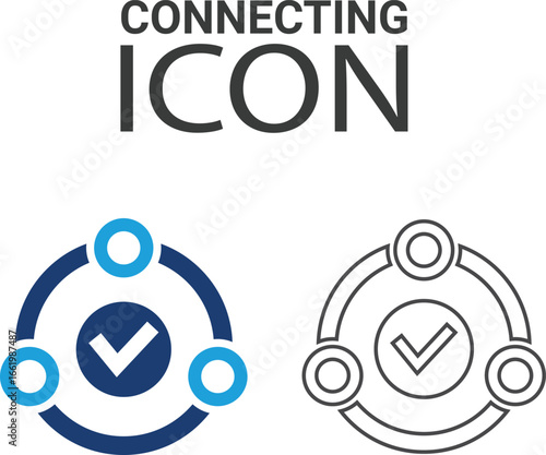 Connecting icons, Line art icons design. Containing network, join, collaboration, connectivity, interaction, cable, integration, and connection icons. Solid icon collection.