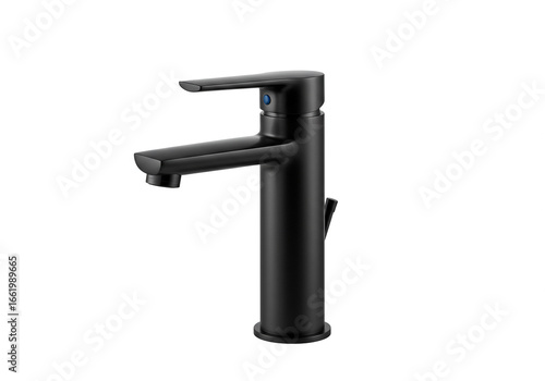 Matte Black Single Lever Faucet with Horizontal Spout and Cold Water Indicator