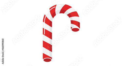 Festive striped candy cane illustration with holiday spirit and sweetness, a classic treat with its vibrant colors and appealing form bringing a