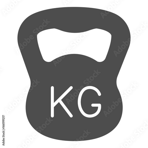 Kilogram weight heavy kettlebell solid icon, body building concept. Vector graphics. One big kettlebell, training sign on white background, glyph style icon for mobile or web design.