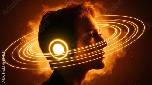 Vibrant Auditory Journey: Glowing Rings of Sound and Thought Flowing Energetically