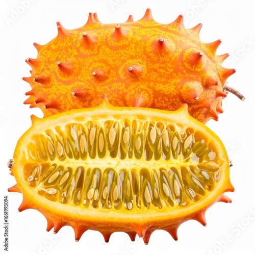 Horned melon, white isolate background