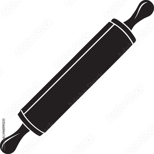 Black and White Rolling Pin Illustration