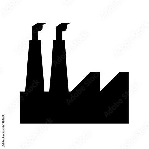 Industrial factory with chimneys silhouette vector illustration industrial plant manufacturing building smokestacks air pollution concept vector silhuotess