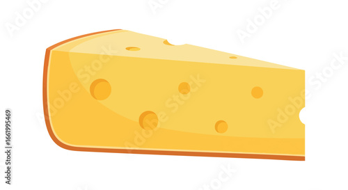 Whimsical cheese wedge illustration exhibiting bubbly textures and a bright color palette, showcasing dairy treat concept