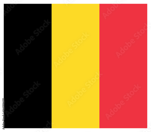 Transparent PNG file of vector graphic of the Belgian flag. Comprised of three vertical black, yellow and red stripes