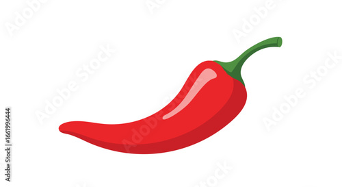 Illustrative red chili pepper artwork against a clean white background, with a simple green stem and smooth curved shape emphasizing vibrant colors