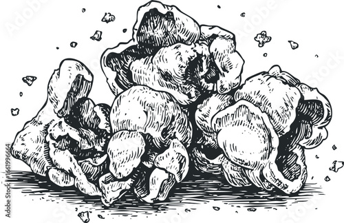Group of large, organic popcorn kernels in a heap