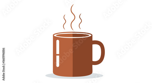 Minimalist brown mug illustration radiating heat ideal for cafe menus and beverage promotions capturing simple joys of morning routines