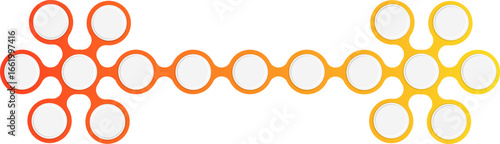 Circles linked in a horizontal modular chain with gradient outlines forming a sequence suited for timeline representation.