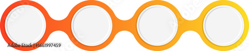 Circles connected in a modular horizontal chain with gradient outlines forming a continuous geometric pattern.