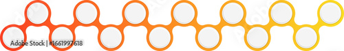Circles linked in a modular long horizontal chain with gradient outlines forming a sequence for structured design.