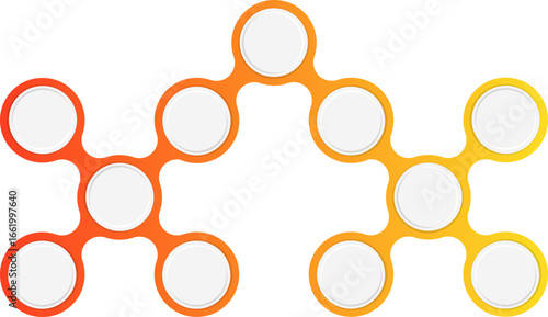 Circles arranged in a modular organic cluster with gradient outlines forming a flexible geometric composition.