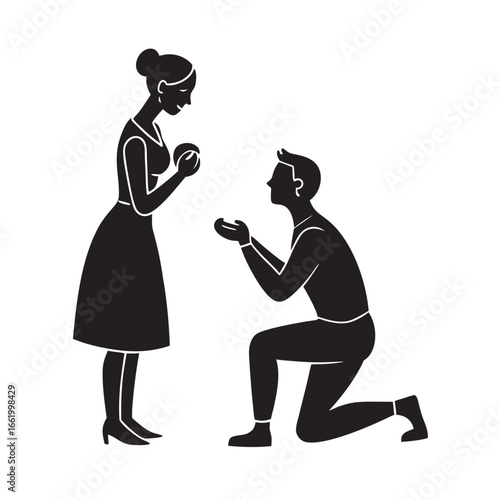 Man Proposing On One Knee Silhouette