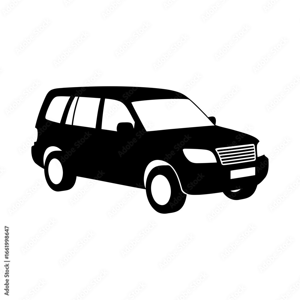 Black silhouette of an suv vehicle Black silhouette of an suv vehicle