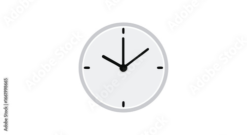 Analog Clock Illustration Displaying Ten Past One With Clean White Background Design, Simplicity and Time Representation, Minimalist