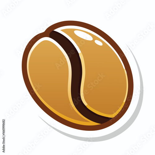 Close-up illustration of a single coffee bean, showcasing its detailed texture and color.