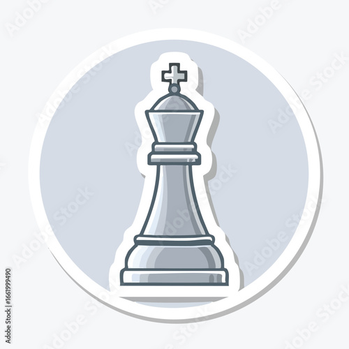 A detailed illustration of a silver chess king piece, a symbol of strategy and competition.