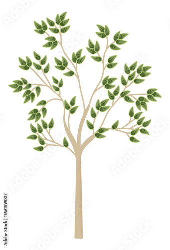 Indian Decorative Tree with Stylized Leaves in Pichwai Art Style