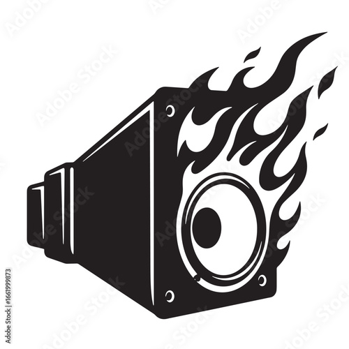 Fiery speaker design representing music energy and dynamic sound for graphic applications