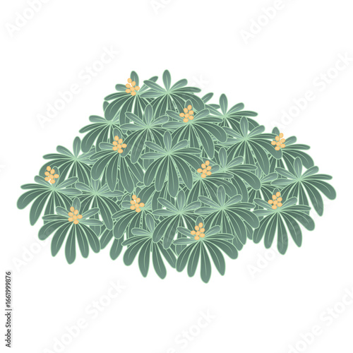 Indian Decorative Bush with Yellow Berries in Pichwai Style Vector