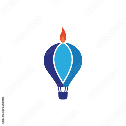 Hot air balloon with a flame on top, symbolizing travel and adventure.