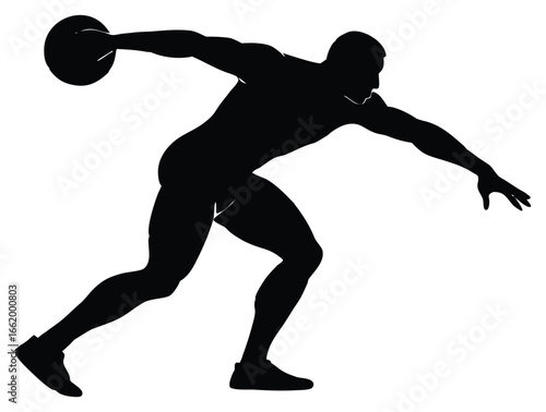 Silhouette of a discus thrower in action representing athletic power and olympic sport