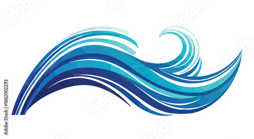 Dynamic Blue Water Swirls Graphic Illustration of Ocean Wave, Isolated Design Element, for Decorative Projects or Branding Visualization
