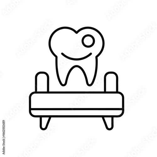 Dental bed outline icon on white background