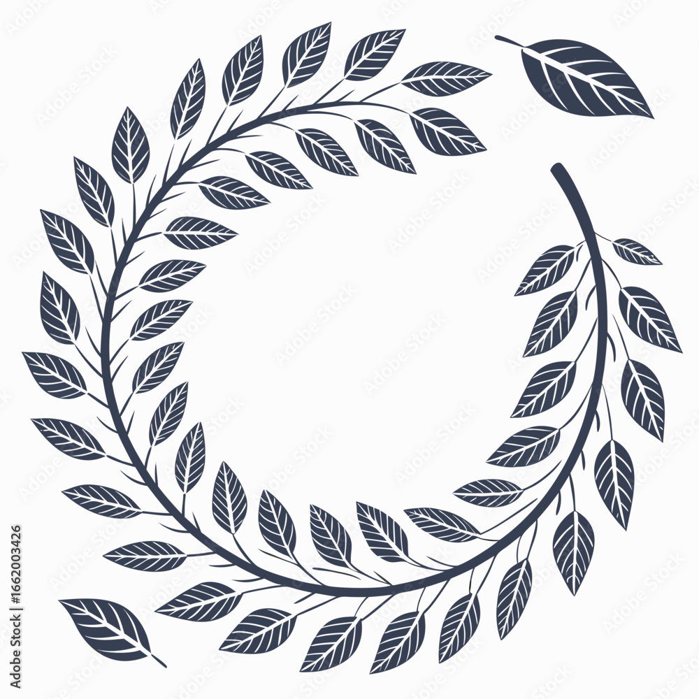 Obraz premium Oak and Botanical Leaves Circle Composition Vector Illustration