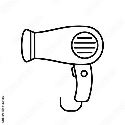 Outline hair dryer icon on white background